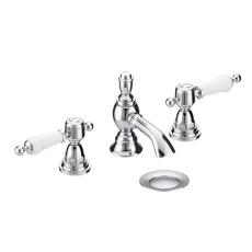 Heritage Glastonbury 3-Hole Basin Mixer Tap with Pop Up Waste - Chrome