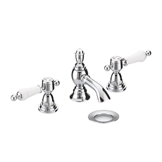Heritage Glastonbury 3-Hole Basin Mixer Tap with Pop Up Waste - Chrome