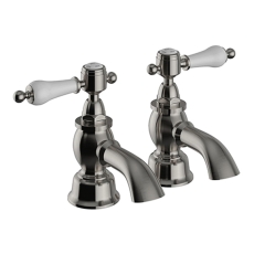 Heritage Glastonbury Bath Taps Pair - Brushed Nickel