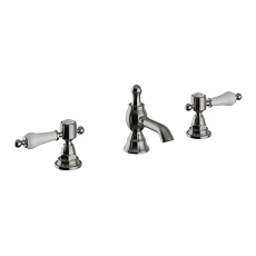 Heritage Glastonbury 3-Hole Basin Mixer Tap with Pop Up Waste - Brushed Nickel