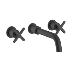 Heritage Salcombe 3-Hole Wall Mounted Basin Mixer Tap - Matt Black