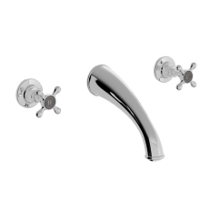 Heritage Trinity 3-Hole Wall Mounted Bath Filler Tap - Chrome