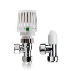 Honeywell Valencia Traditional TRV Angled Radiator Valves Single and Lockshield - White