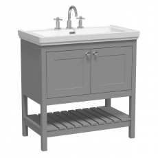 Hudson Reed Bexley Floor Standing Vanity Unit with 3TH Basin 800mm Wide - Cool Grey
