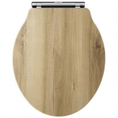 Hudson Reed Chancery Soft Close Toilet Seat Natural Walnut Chrome Hinges