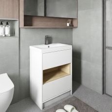 Hudson Reed Coast Floor Standing Vanity Unit with Basin 2 600mm Wide - Gloss White