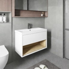 Hudson Reed Coast Wall Hung Vanity Unit with Basin 2 800mm Wide - Gloss White