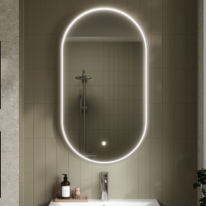 Hudson Reed Columba Chrome Inset Framed LED Touch Sensor Bathroom Mirror 800mm H x 500mm W