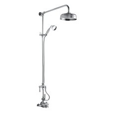 Hudson Reed Thermostatic Exposed Shower Valve and Rigid Riser Kit with Handset - Chrome/White