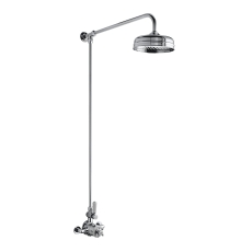 Hudson Reed Thermostatic Exposed Shower Mixer and Rigid Riser Kit with Fixed Head - Chrome/White