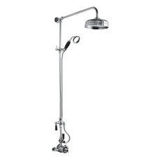 Hudson Reed Thermostatic Exposed Shower Valve and Rigid Riser Kit with Handset - Chrome/Black