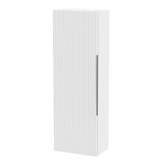 Hudson Reed Fluted Wall Hung Tall Storage Unit 400mm Wide - Satin White