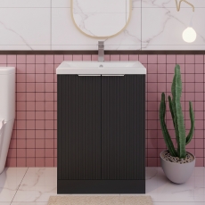 Hudson Reed Fluted 600mm 2-Door Floor Standing Vanity Unit
