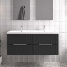 Hudson Reed Fluted Twin 1200mm 4-Drawer Wall Hung Vanity Unit