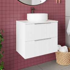Hudson Reed Fluted 600mm 2-Drawer Wall Hung Vanity Unit with Countertop