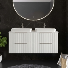 Hudson Reed Fluted Twin 1200mm 4-Drawer Wall Hung Vanity Unit with Countertop