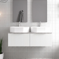 Hudson Reed Fluted Twin 1200mm 2-Drawer Wall Hung Vanity Unit with Countertop