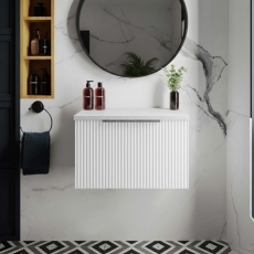 Hudson Reed Fluted 600mm 1-Drawer Wall Hung Vanity Unit with Countertop