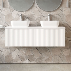Hudson Reed Fluted Twin 1200mm 2-Drawer Wall Hung Vanity Unit with Countertop