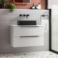 Hudson Reed Fluted 800mm 2-Drawer Wall Hung Vanity Unit with Countertop