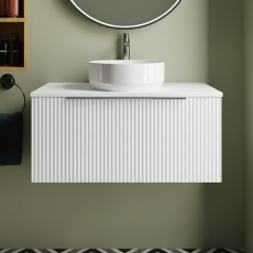 Hudson Reed Fluted 800mm 1-Drawer Wall Hung Vanity Unit with Countertop