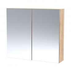 Hudson Reed Fusion Mirrored Bathroom Cabinet (50/50) 800mm Wide - Bleached Oak