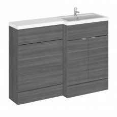 Hudson Reed Fusion RH Combination Unit with 500mm WC Unit - 1000mm Wide - Anthracite Woodgrain