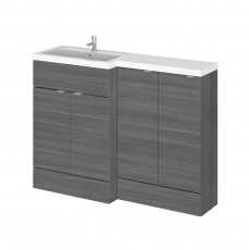 Hudson Reed Fusion LH Combination Unit with 300mm Base Unit - 1200mm Wide - Anthracite Woodgrain