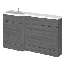 Hudson Reed Fusion LH Combination Unit with 600mm WC Unit - 1500mm Wide - Anthracite Woodgrain