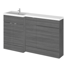 Hudson Reed Fusion LH Combination Unit with 500mm WC Unit - 1500mm Wide - Anthracite Woodgrain
