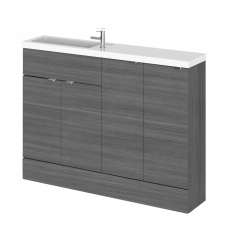 Hudson Reed Fusion Compact Combination Unit with 300mm Base Unit x 2 - 1200mm Wide - Anthracite Woodgrain