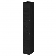 Hudson Reed Fusion Tall Tower Unit 300mm Wide - Charcoal Black Woodgrain