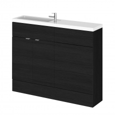 Hudson Reed Fusion Compact Combination Unit with Slimline Basin - 1100mm Wide - Charcoal Black Woodgrain