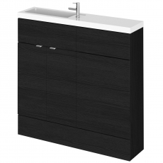 Hudson Reed Fusion Compact Combination Unit with Slimline Basin - 1000mm Wide - Charcoal Black Woodgrain