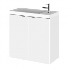Hudson Reed Fusion Wall Hung 2-Door Vanity Unit with Compact Basin 500mm Wide - Gloss White