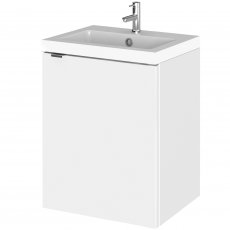 Hudson Reed Fusion Wall Hung 1-Door Vanity Unit with Basin 400mm Wide - Gloss White