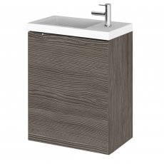 Hudson Reed Fusion Wall Hung 1-Door Vanity Unit with Compact Basin 400mm Wide - Brown Grey Avola