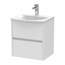 Hudson Reed Havana Wall Hung 2-Drawer Vanity Unit with Basin 4 500mm Wide - White Ash