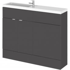 Hudson Reed Fusion Compact Combination Unit with Slimline Basin - 1100mm Wide - Gloss Grey