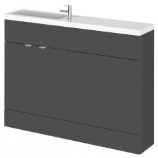 Hudson Reed Fusion Compact Combination Unit with 600mm WC Unit - 1200mm Wide - Gloss Grey