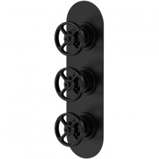 Nuie Revolution Concealed Shower Valve with Diverter Triple Handle - Matt Black