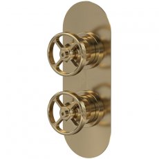 Nuie Revolution Concealed Shower Valve with Diverter Dual Handle - Brushed Brass