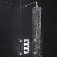 Hudson Reed Tec Concealed Shower Mixer with Fixed Head and Body Jets - Chrome