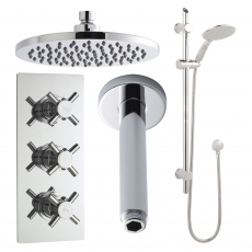 Hudson Reed Kristal Triple Concealed Mixer Shower with Modern Shower Kit and Fixed Head
