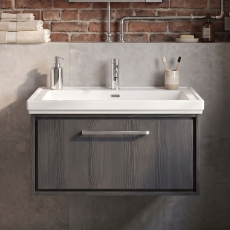 Hudson Reed Lille 800mm 1-Drawer Wall Hung Vanity Unit with Fireclay Basin
