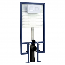 Hudson Reed Wall Hung Toilet Frame 1136mm-1336mm H with Dual Flush Concealed Cistern Square Plate - Matt White