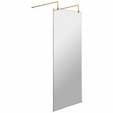 Hudson Reed Wet Room Screen with Brass Support Arms and Feet 700mm Wide - 8mm Glass