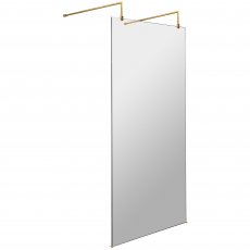 Hudson Reed Wet Room Screen with Brass Support Arms and Feet 900mm Wide - 8mm Glass