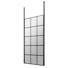Hudson Reed Frame Effect Wet Room Screen with Ceiling Post 900mm Wide - 8mm Glass