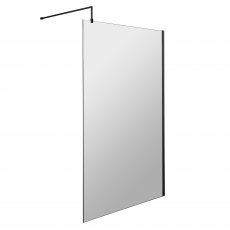 Hudson Reed Wet Room Screen with Black Support Bar 1200mm Wide - 8mm Glass